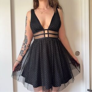 Blondie Nites Sheer Mesh Pola Dot Tulle Dress 90s Y2K Size 5